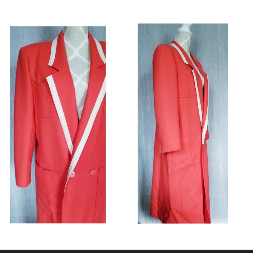 Vintage coral Louis feraud wool trench